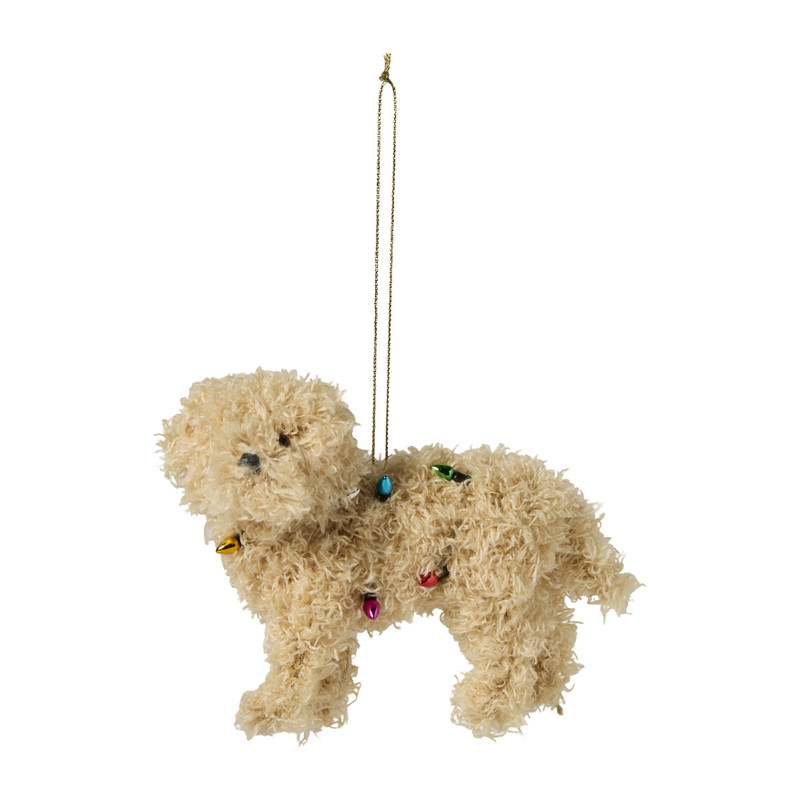 Kersthanger labradoodle - beige - 14x6.5x9.8 cm
