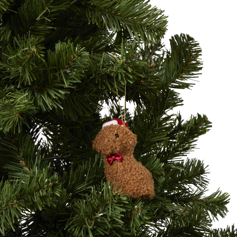 Kersthanger doodle kerstmuts - bruin - 5.7x5x8.3 cm