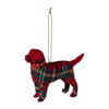 Kersthanger hond ruit - rood/groen - 11.5x3.5x9 cm 