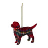 Kersthanger hond ruit - rood/groen - 11.5x3.5x9 cm 