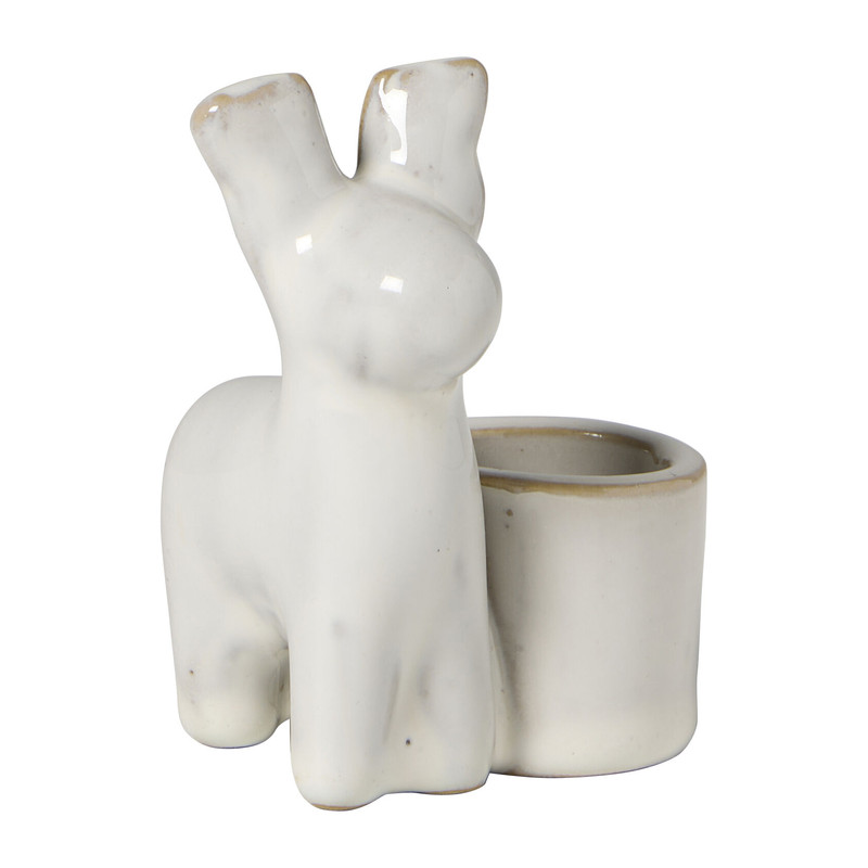 Kerst kandelaar rendier - wit - 6x5x7.5 cm