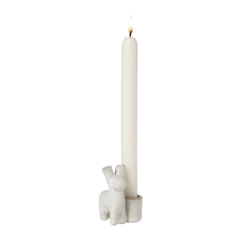 Kerst kandelaar rendier - wit - 6x5x7.5 cm