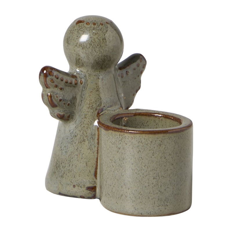 Kerst kandelaar engel - groen - 5.8x4.5x6 cm