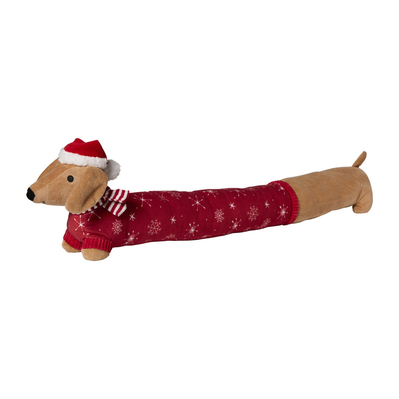 Kerst tochtstopper teckel - 90 cm - diverse varianten
