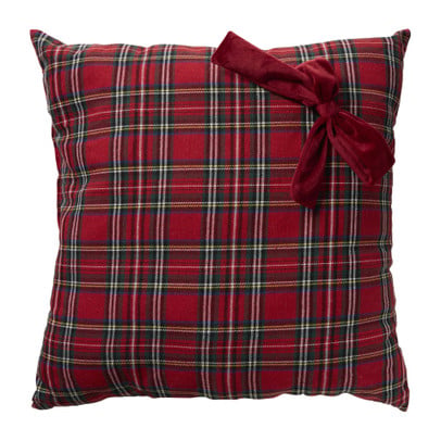 Kerstkussen Schotse ruit - rood - 45x45 cm