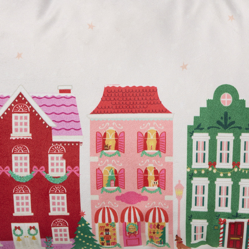 Kerstkussen huisjes - multikleur - 30x50 cm