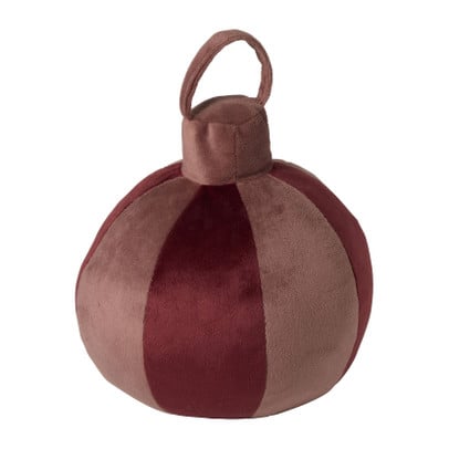 Kerstkussen kerstbal - roze - ø18x20 cm