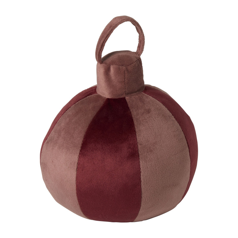 Kerstkussen kerstbal - roze - ø18x20 cm