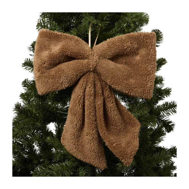 Kersthanger strik groot - bruin - 40x45 cm