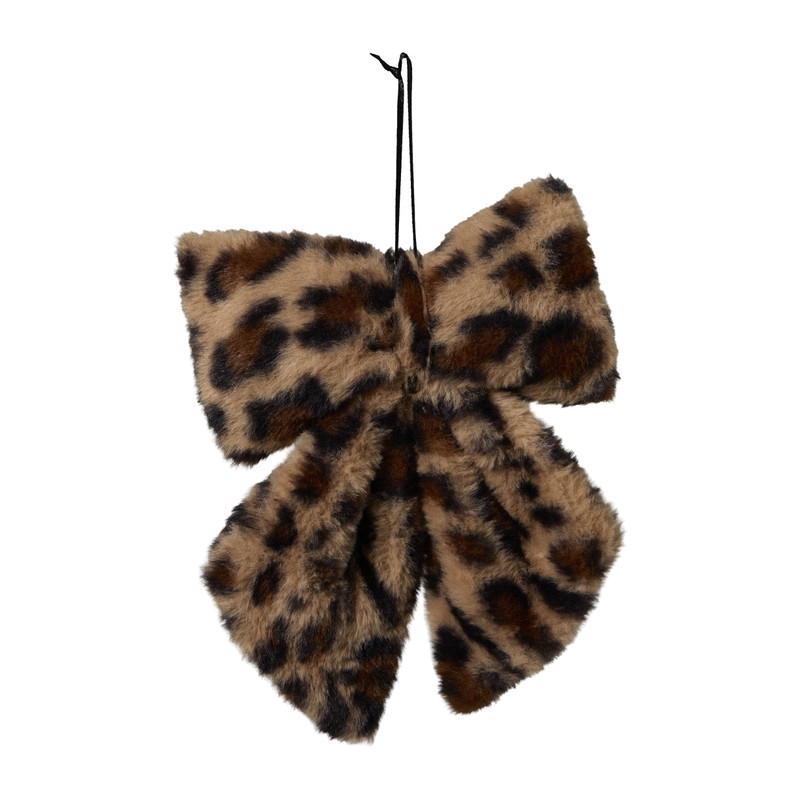 Kersthanger strik luipaard - bruin - 22x28 cm