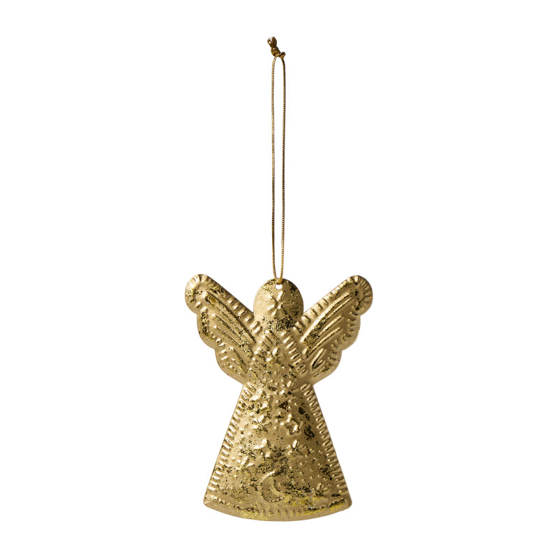 Kersthanger engel - goudkleurig - 7x9 cm 