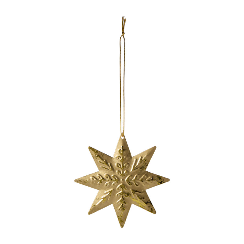 Kersthanger ster - goudkleurig - 9x9 cm 