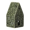 Kerstkaarsenhouder huis - groen - 12x6.2x6.2 cm