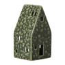 Kerstkaarsenhouder huis - groen - 12x6.2x6.2 cm