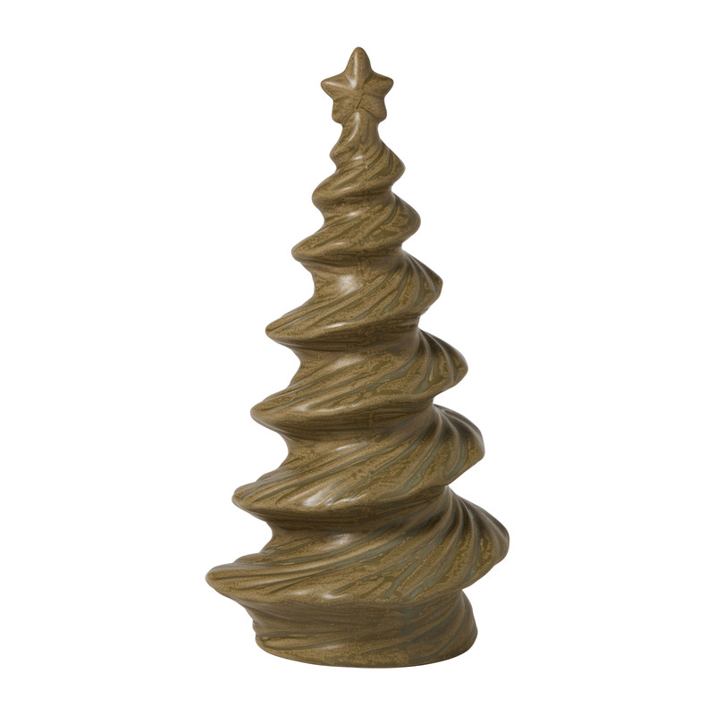 Kerstboom keramiek spiraal - groen - 24.5x12x12 cm