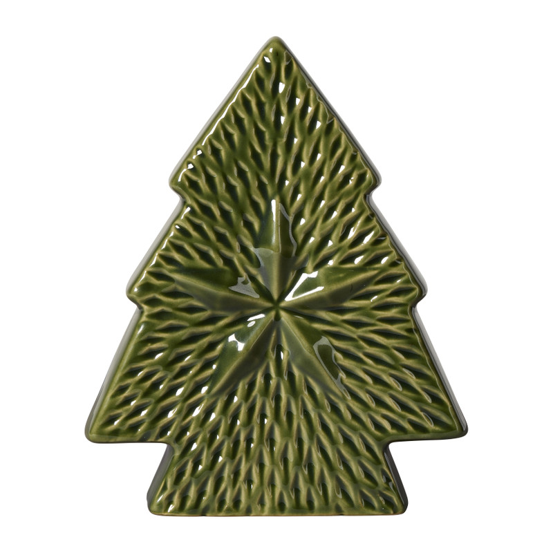 Kerstboom keramiek ster groot - groen - 19.3x16x5 cm