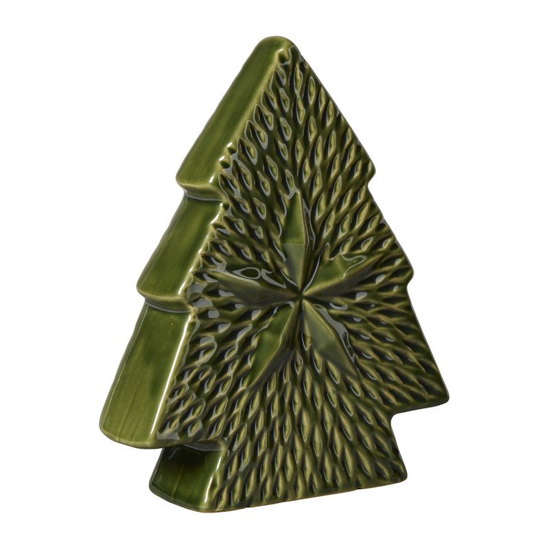 Kerstboom keramiek ster groot - groen - 19.3x16x5 cm