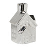 Kerst kandelaar huis - zilverkleurig - 12.5x7.7x6.5 cm