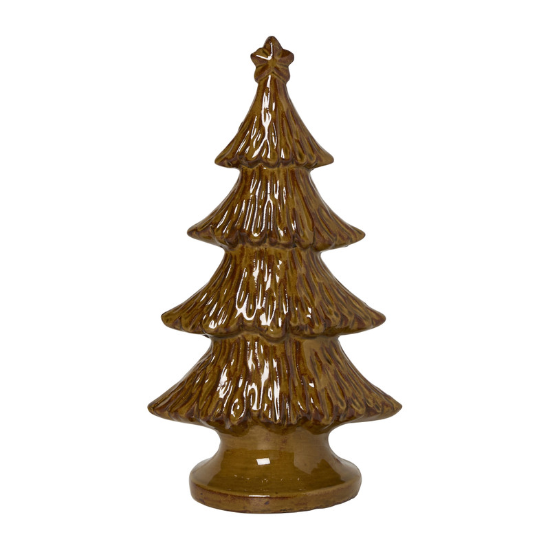 Kerstboom keramiek bruin groot - bruin - 23x12.5x8.2 cm
