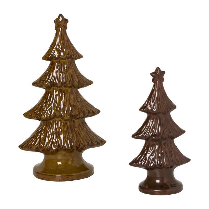 Kerstboom keramiek bruin groot - bruin - 23x12.5x8.2 cm