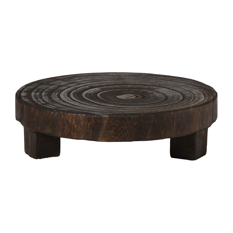 Houten plateau kerst - bruin - ø28x8 cm