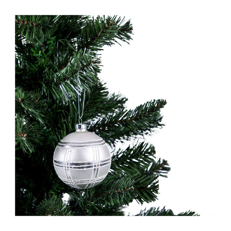 Kerstbal zilverkeurig - ruit