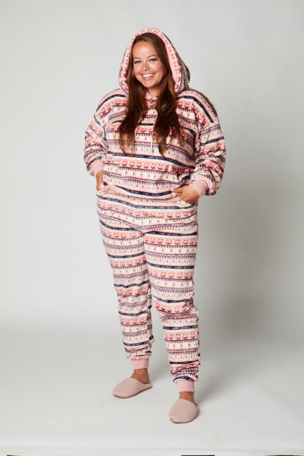 Huispak kerst - roze - maat L/XL