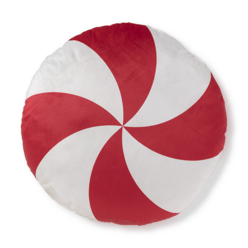 Kussen candy cane - rood/wit - ø40 cm
