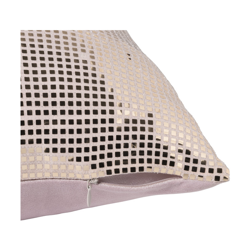 Kussen velvet pailletten - roze - 43x43 cm