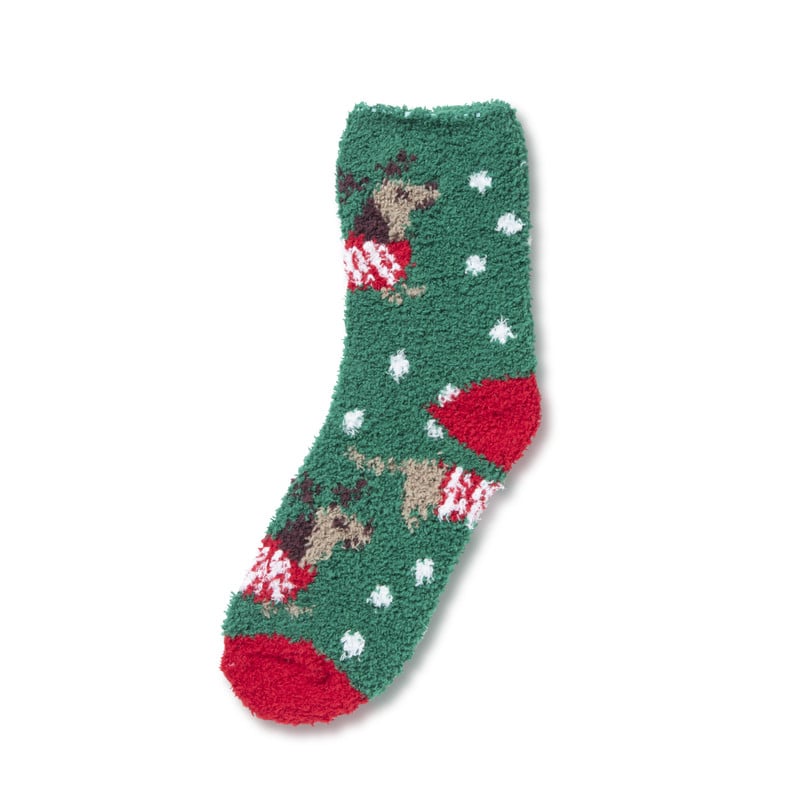 Kerstsokken teckel - one size - groen