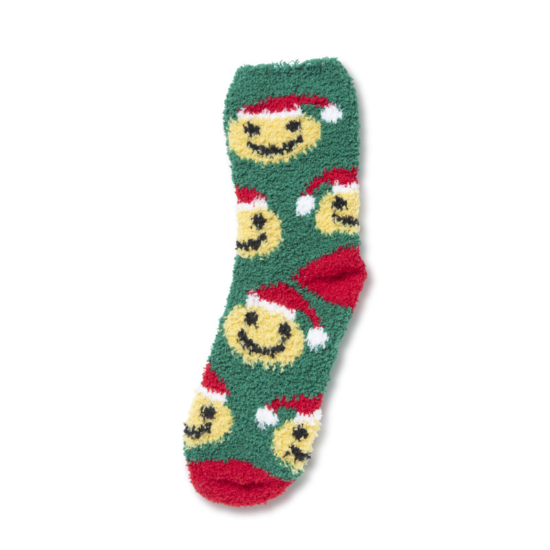 Kerstsokken smiley - one size - blauw