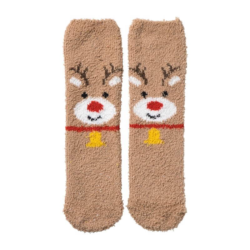 Kerstsokken rendier - bruin - one size