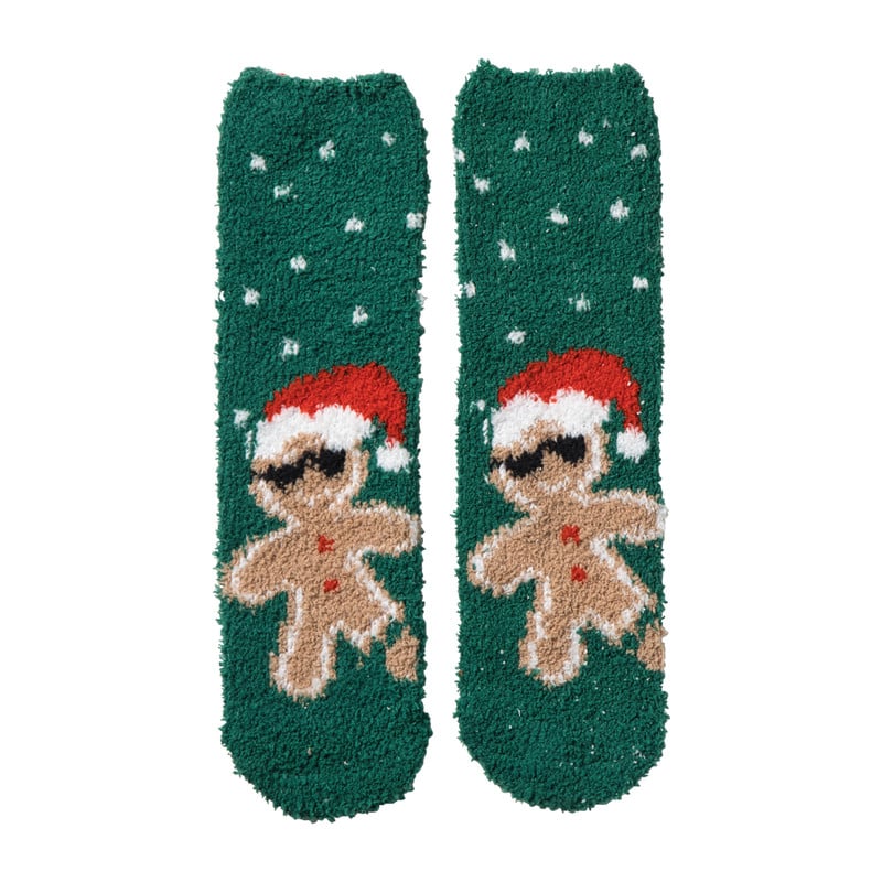 Kerstsokken gingerbread - groen - one size