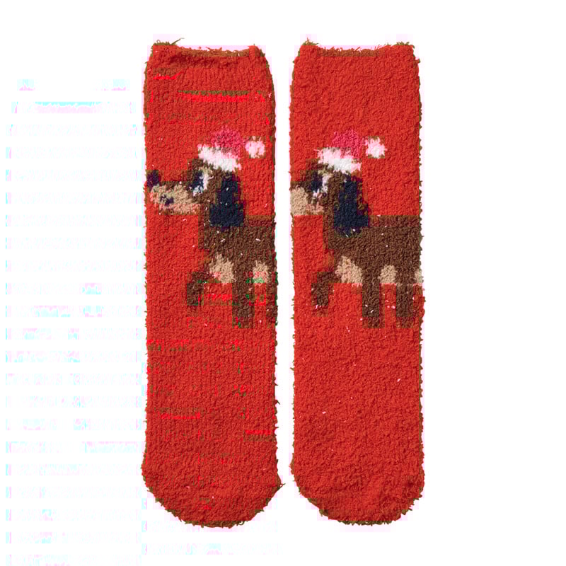 Kerstsokken teckel - rood - one size 