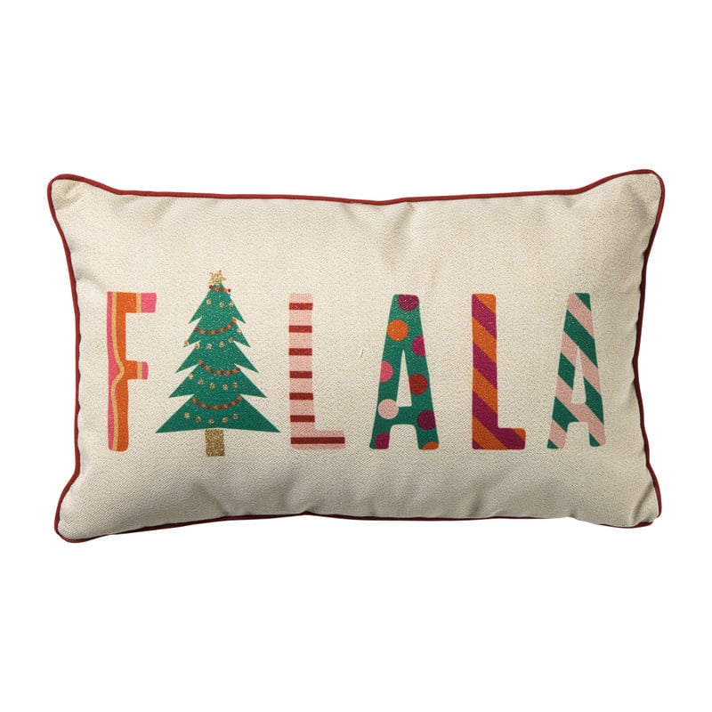 Kerstkussen fa la la - multikleur - 50x30 cm