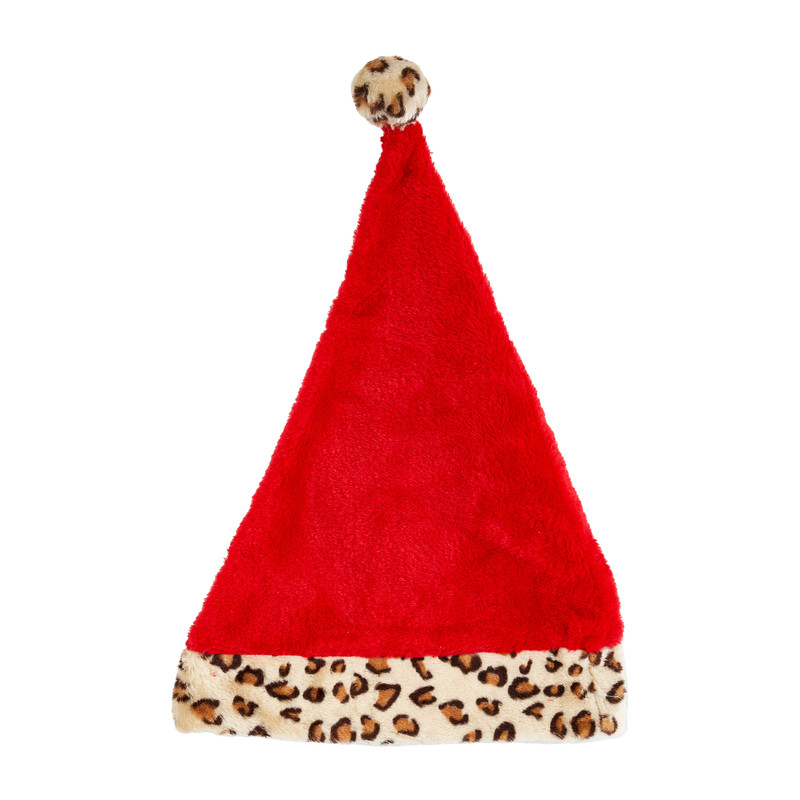 Kerstmuts - leopard/rood - 1 maat