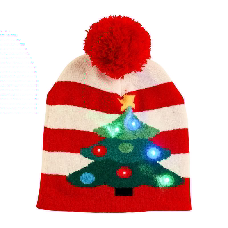 Muts met lampjes - rood/wit