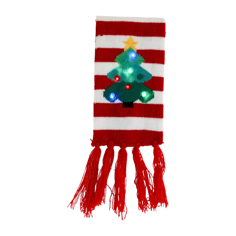 Kerstsjaal met lampjes - rood/wit 