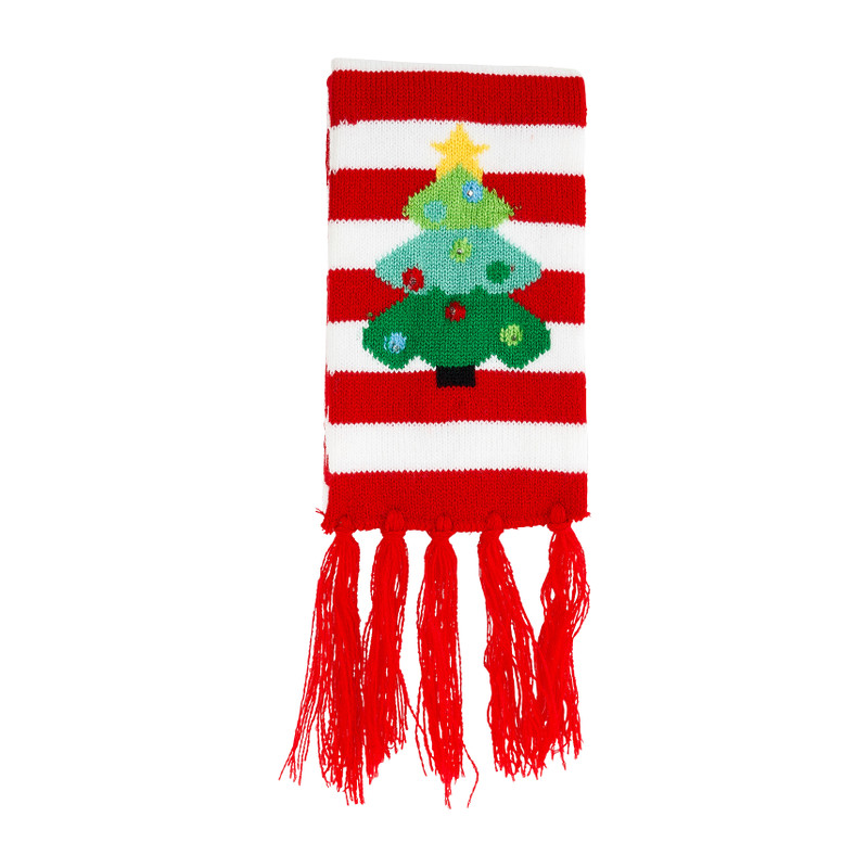 Kerstsjaal met lampjes - rood/wit 