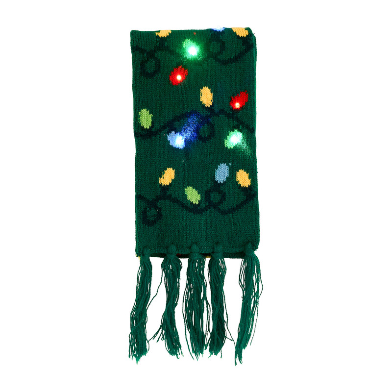 Kerstsjaal met lampjes - groen