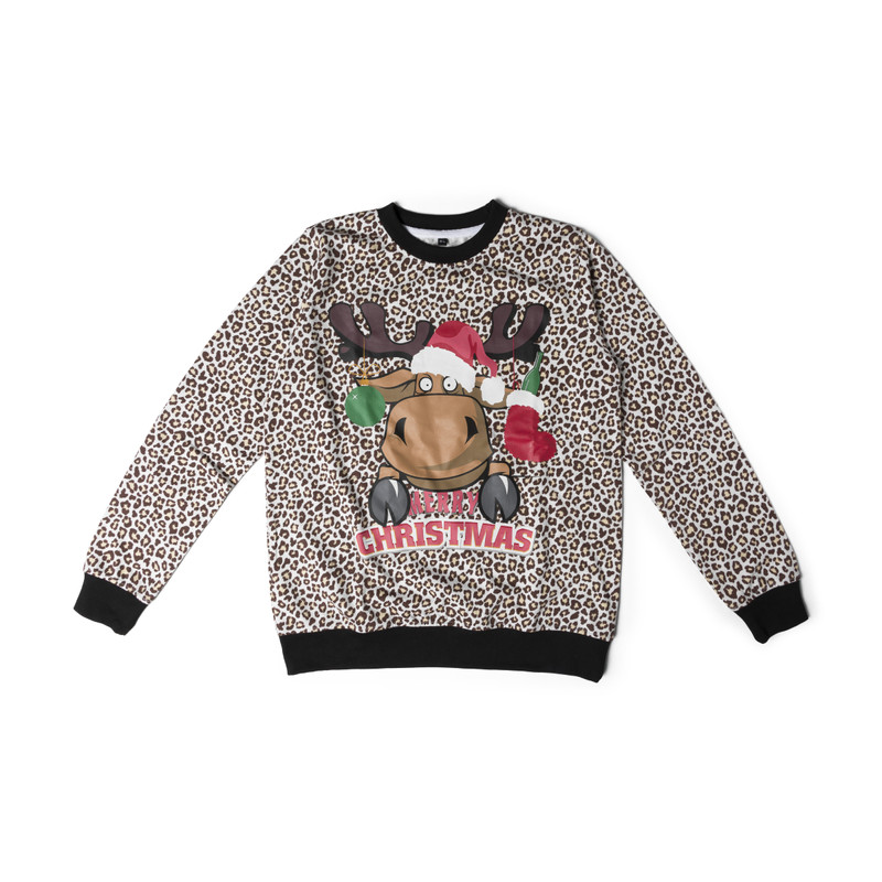 Kersttrui - leopard/deer - XS/S