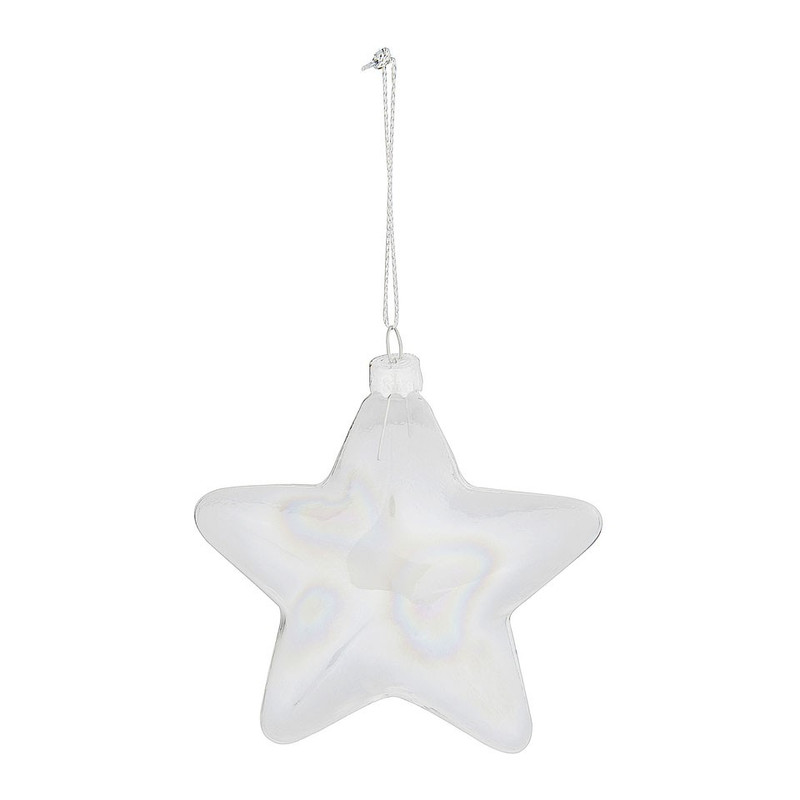 Kersthanger ster - 10 cm - zilver/helder