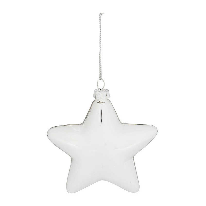 Kersthanger ster - 10 cm - zilver/helder