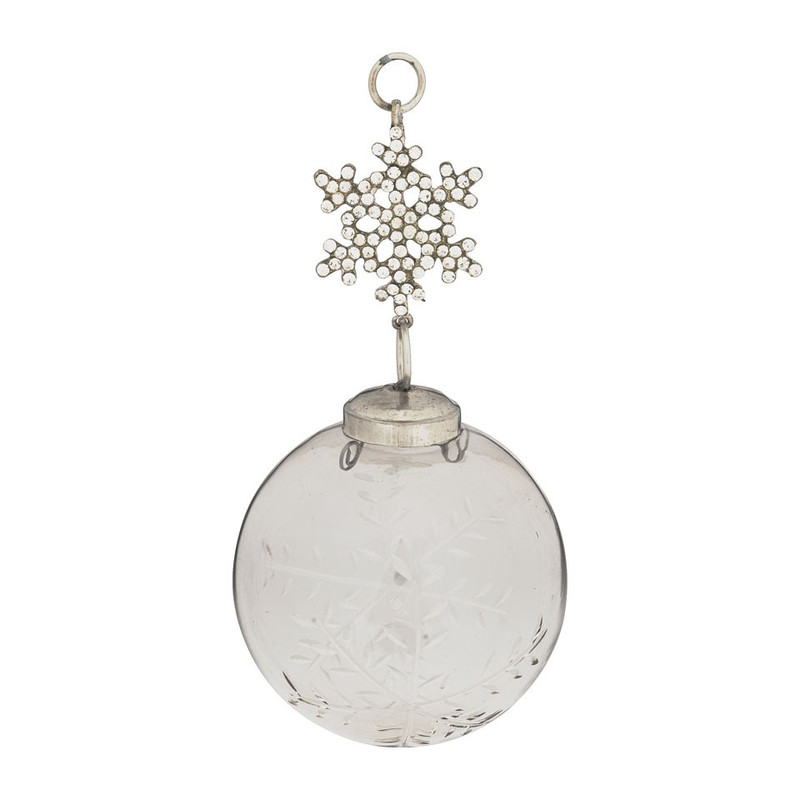 Kerstbal ornament steentjes - 7 cm