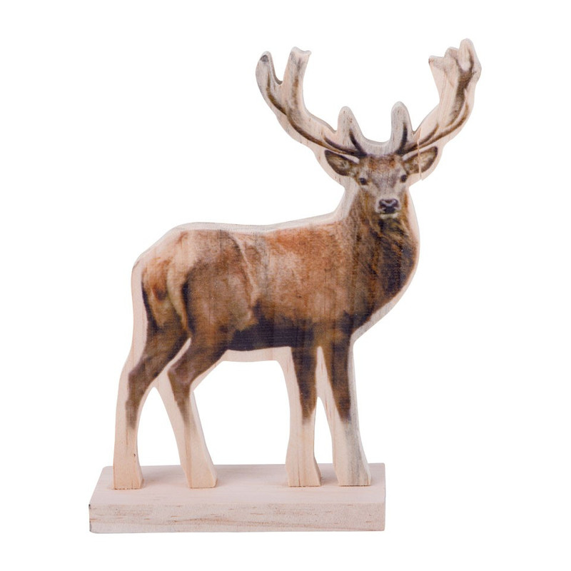 Rendier hout print - 17,5 x 14 x 4 cm - S