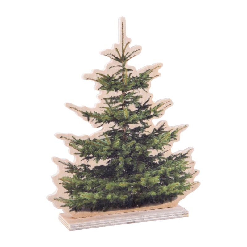 Kerstboom hout print - 21x17x4 cm - S