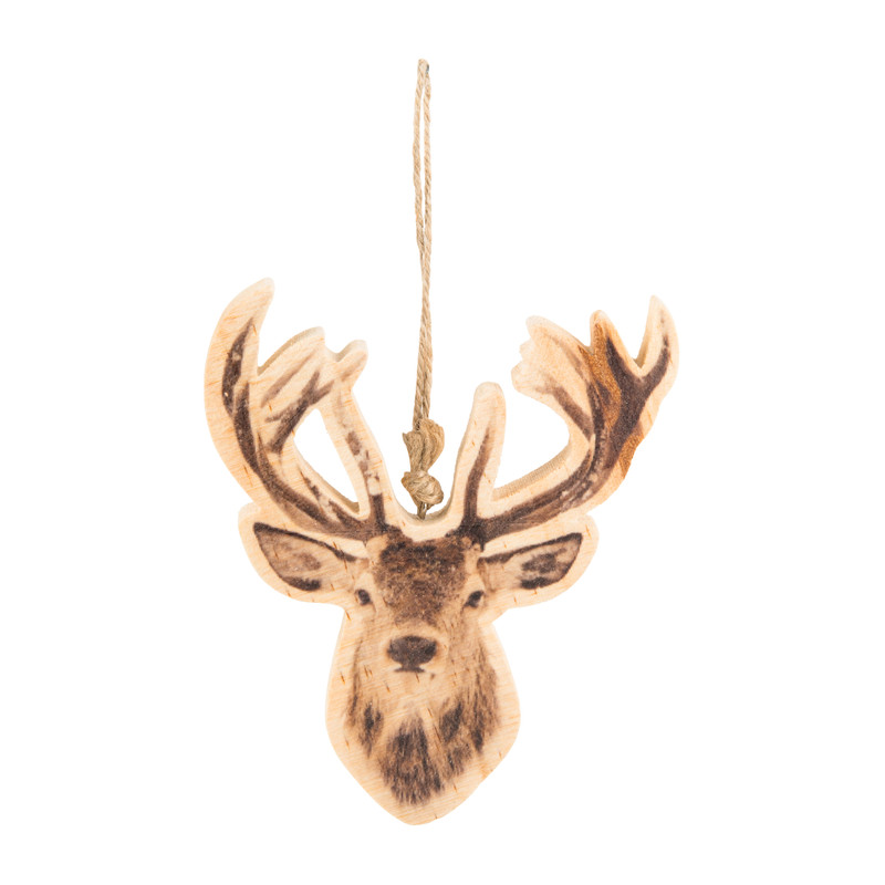 Kersthanger rendier print - 12x10x1 cm 