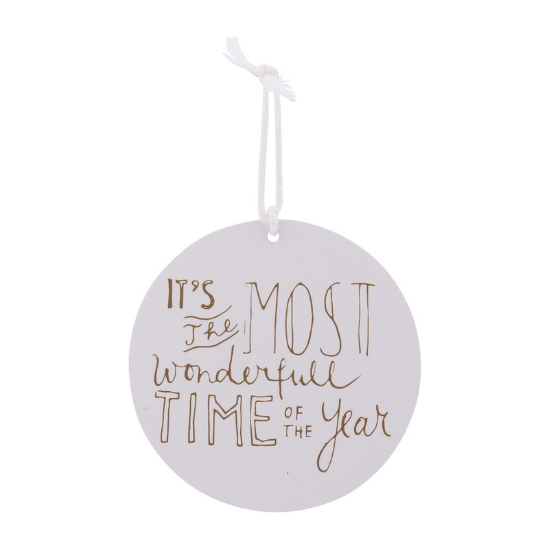 Kersthanger It's The Most Wonderful Time Of The Year - wit - 8 cm