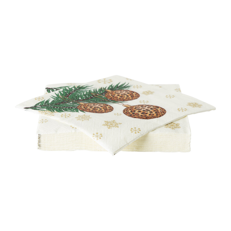 Servetten kerst - luipaard - 16.5x16.5 cm