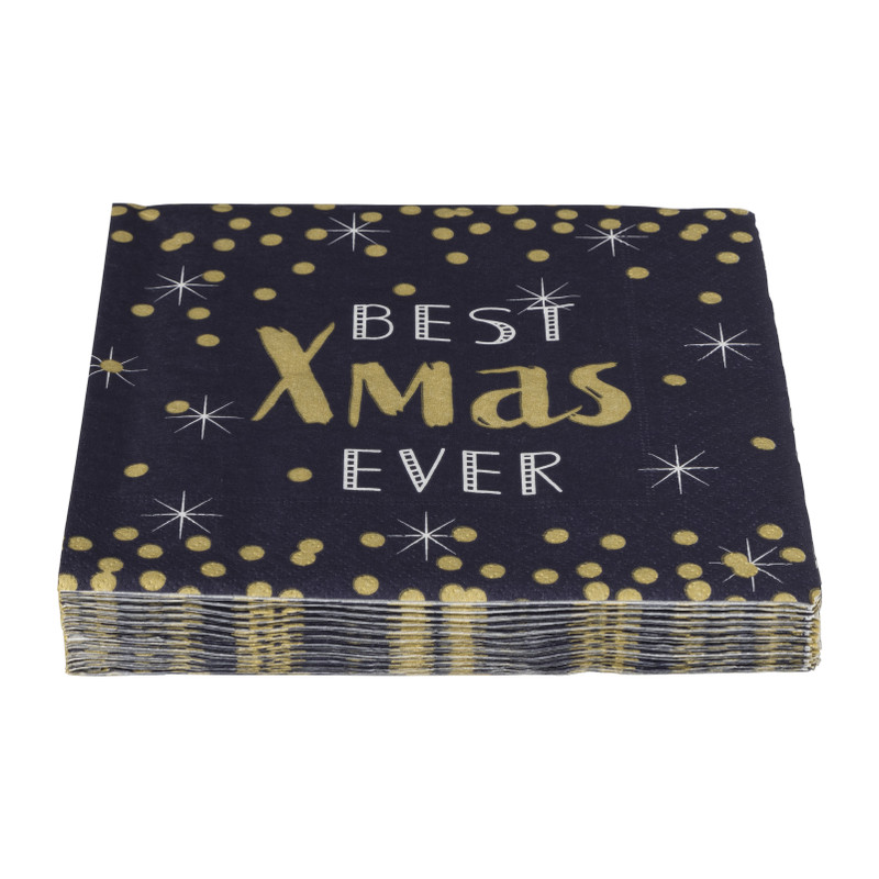 Servet xmas - blauw - 33x33 cm 